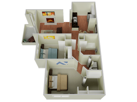Two bedroom Floor Plan  l The Edge Apartments in Davis, CA